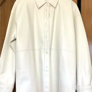 Women's White faux Button Down Shirt/Shacket